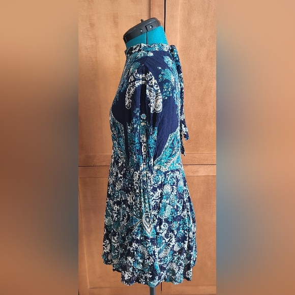 Free People Women's Lady Luck‎ Printed Long Bell Sleeve Tunic Dress   Sz M - Picture 3 of 15